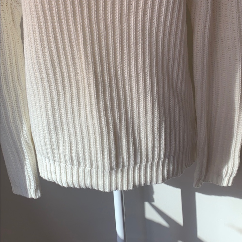 Gap off-white ribbed cotton mock neck sweater - Picture 4 of 10